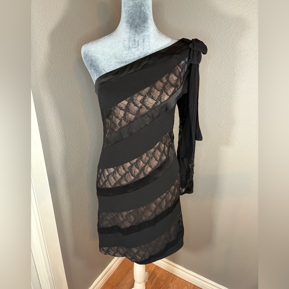 Diane Von Furstenberg Noemi Satin Crepe Black Dress Size 6